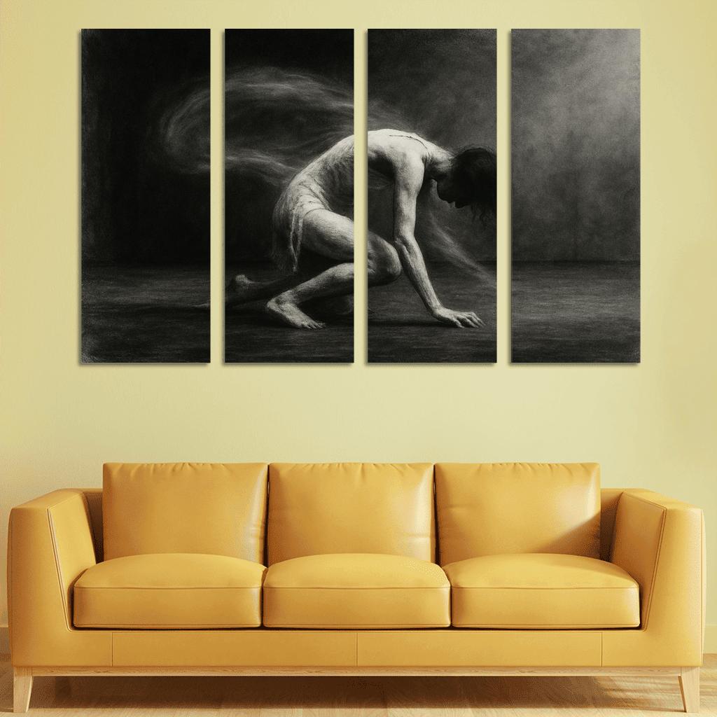 Butoh Echoes Shadow Movement canvas paintings frame