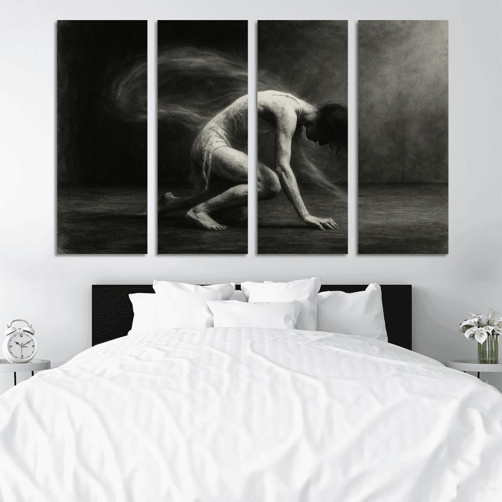 Butoh Echoes Shadow Movement canvas paintings frame