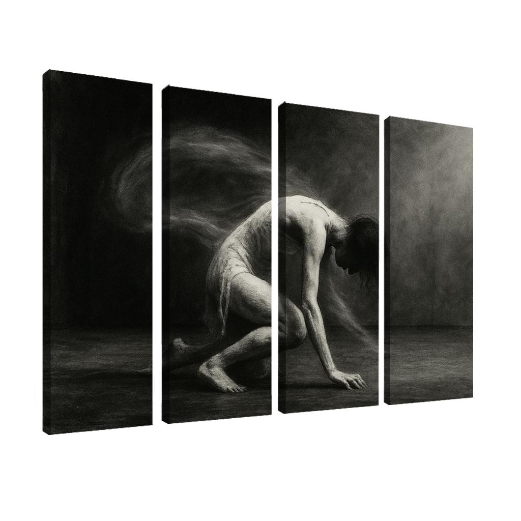 Butoh Echoes Shadow Movement canvas paintings frame