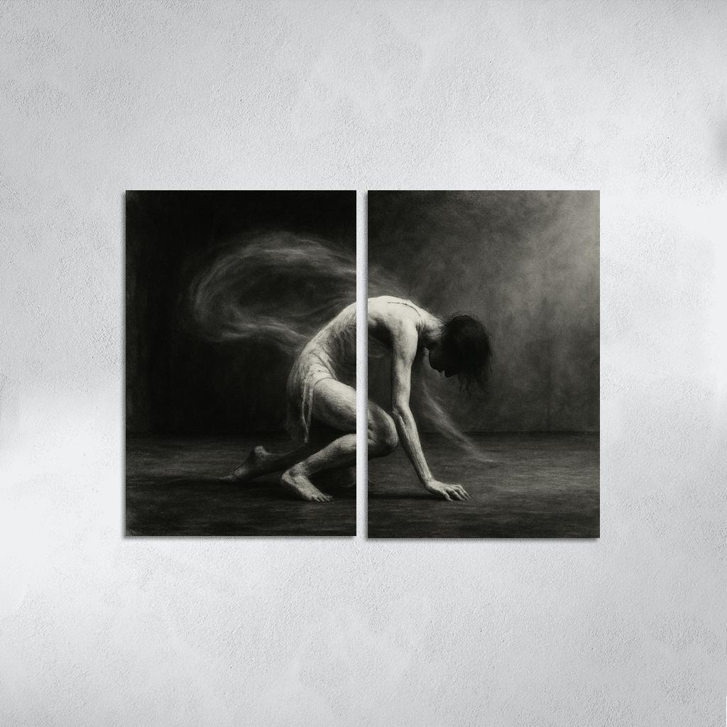 Butoh Echoes Shadow Movement canvas paintings frame