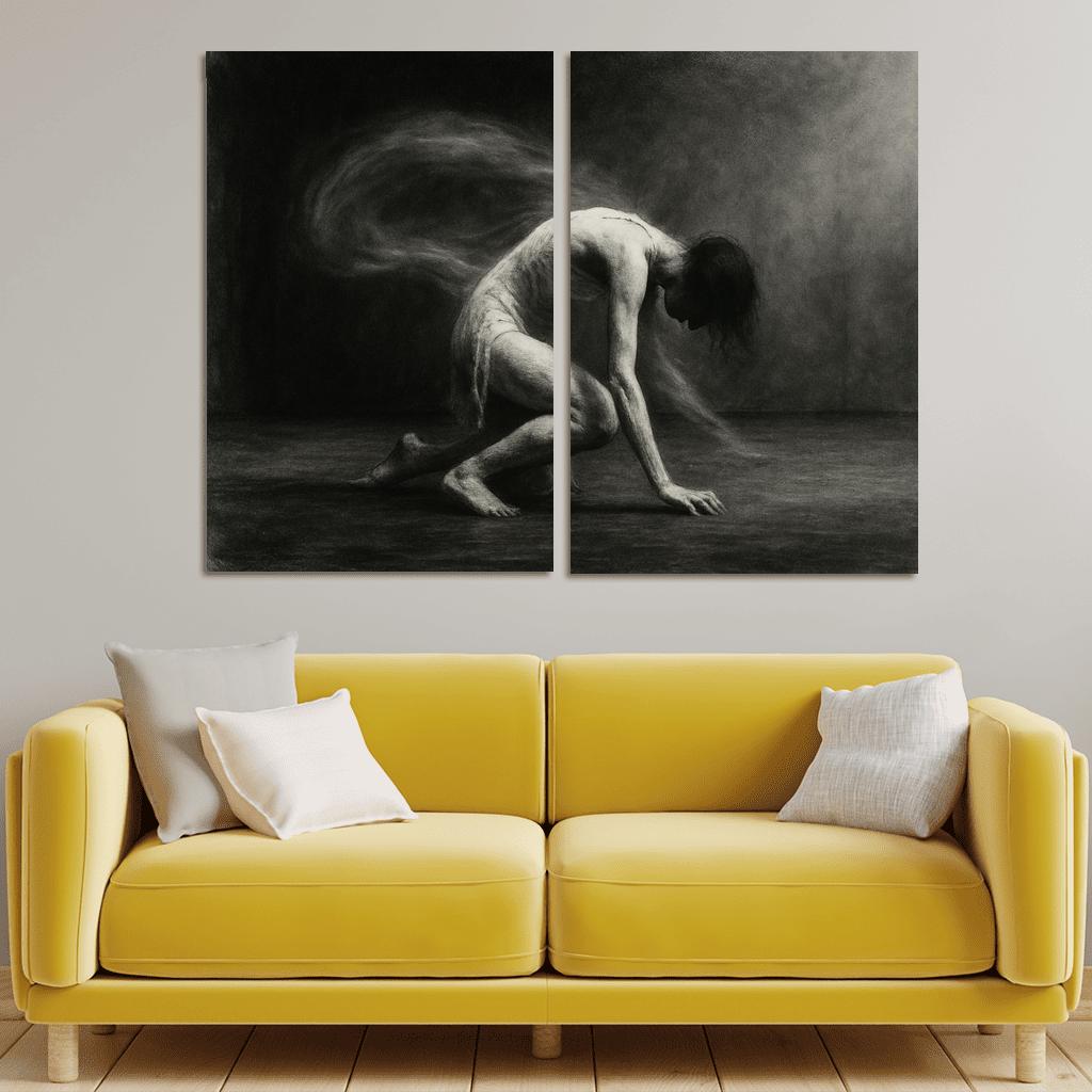 Butoh Echoes Shadow Movement canvas paintings frame