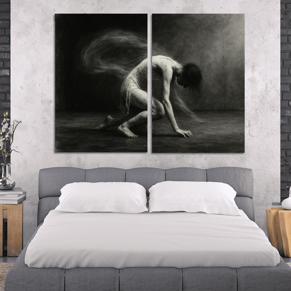 Butoh Echoes Shadow Movement canvas paintings frame