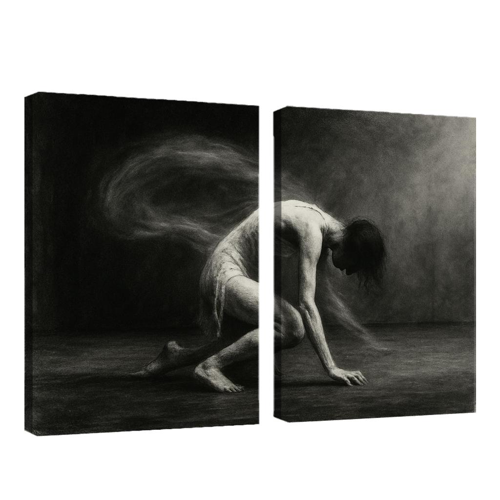 Butoh Echoes Shadow Movement canvas paintings frame