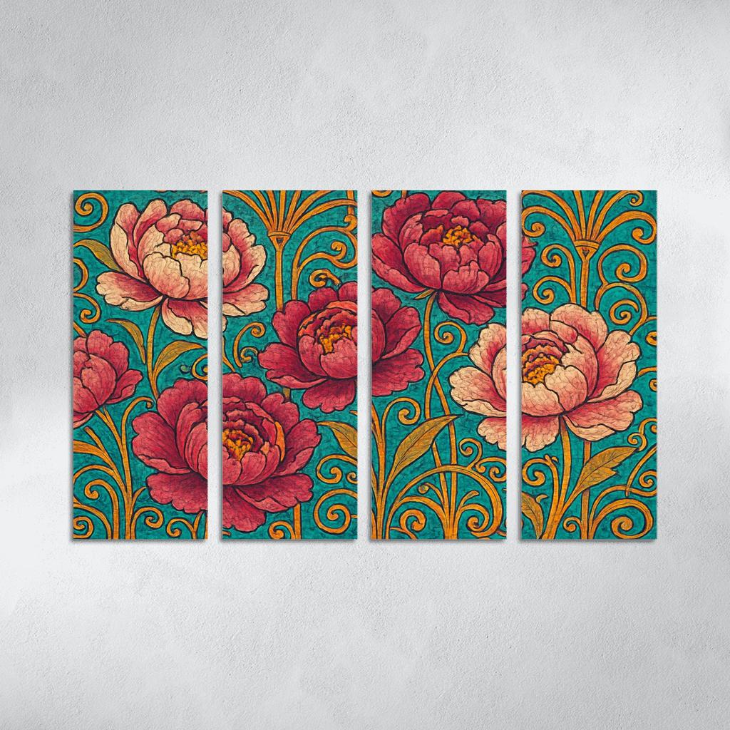 Papyrus And Peony Mosaic modern paintings frame
