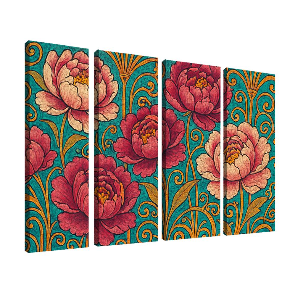 Papyrus And Peony Mosaic modern paintings frame