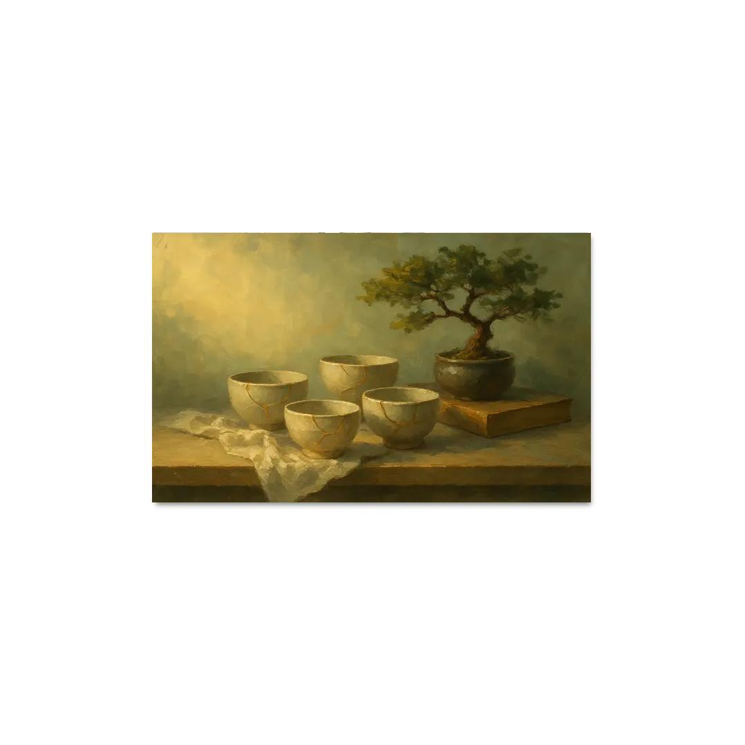 Kintsugi Tea Shelf Still Life framed paintings