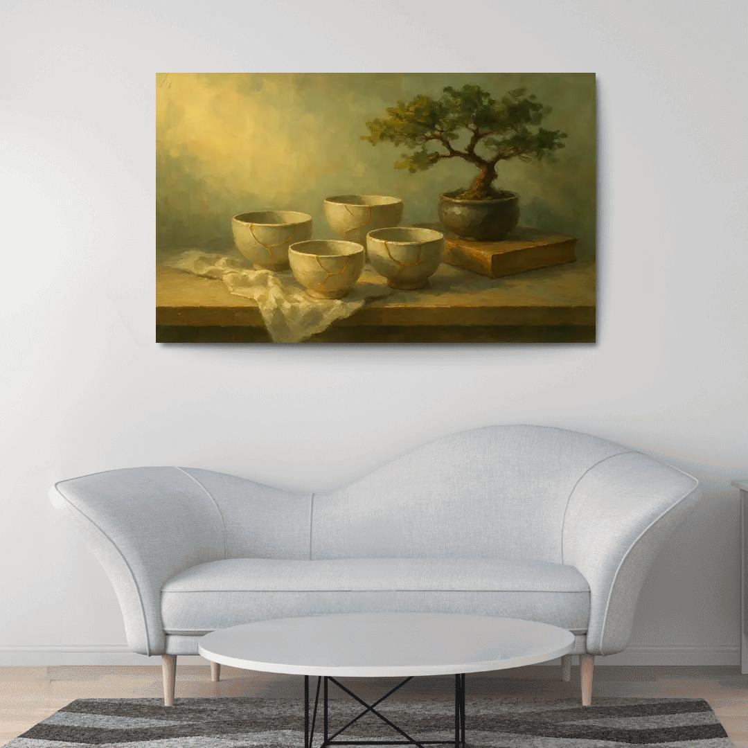 Kintsugi Tea Shelf Still Life framed paintings