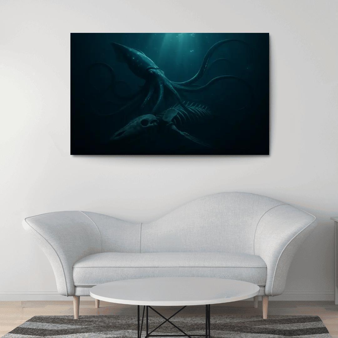 Bioluminescent Giant Squid Of The Midnight Trench premium artwork frames