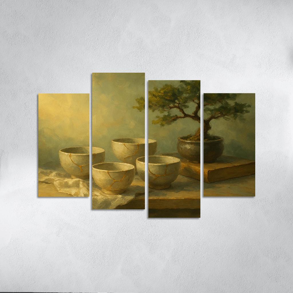 Kintsugi Tea Shelf Still Life framed paintings