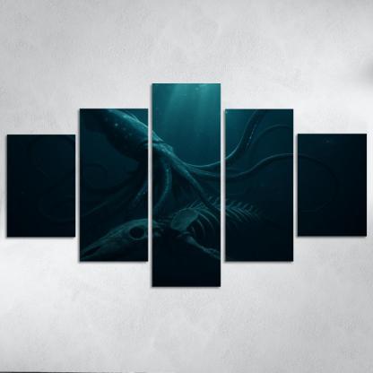 Bioluminescent Giant Squid Of The Midnight Trench premium artwork frames