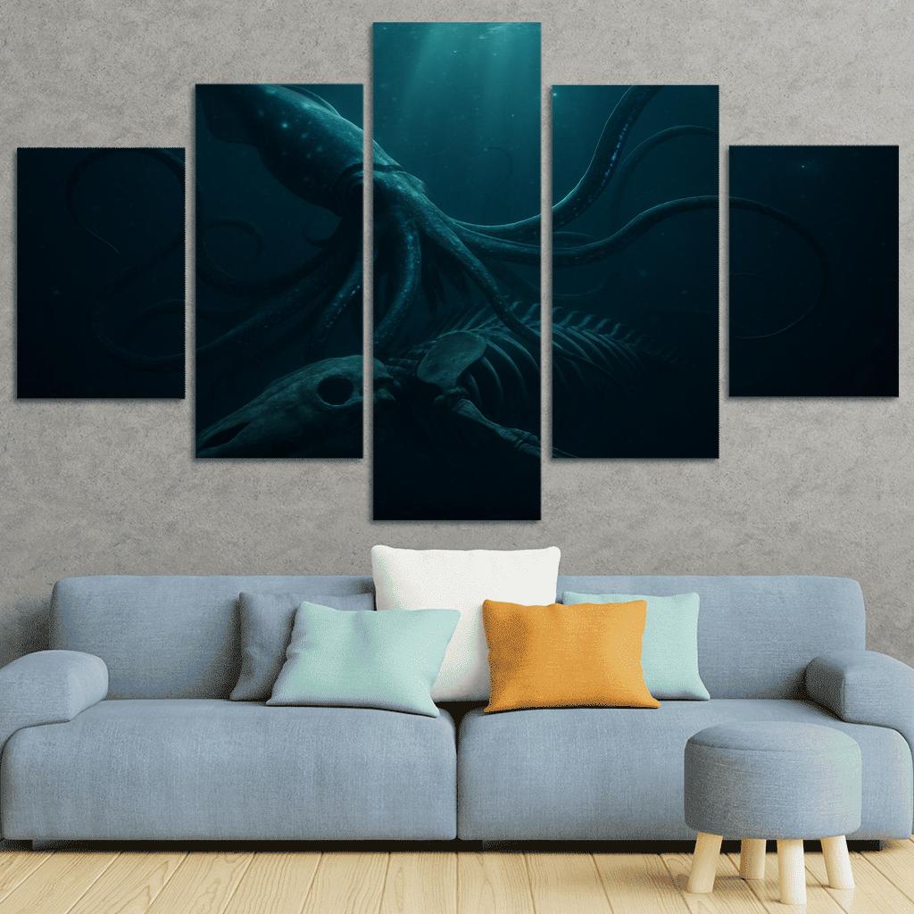 Bioluminescent Giant Squid Of The Midnight Trench premium artwork frames