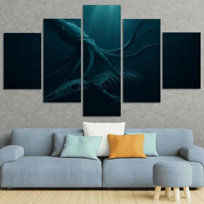 Bioluminescent Giant Squid Of The Midnight Trench premium artwork frames