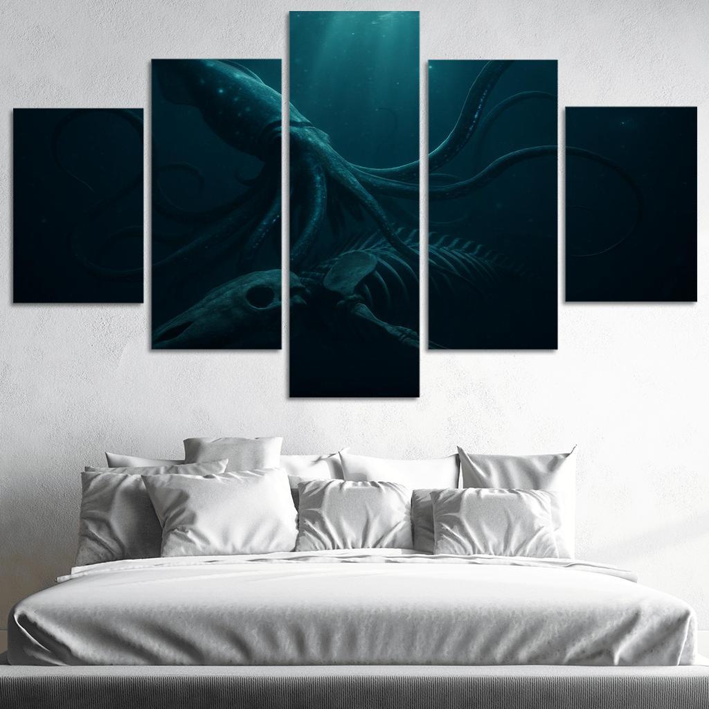 Bioluminescent Giant Squid Of The Midnight Trench premium artwork frames