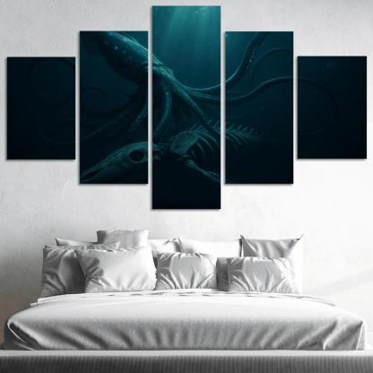 Bioluminescent Giant Squid Of The Midnight Trench premium artwork frames