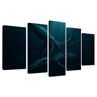 Bioluminescent Giant Squid Of The Midnight Trench premium artwork frames