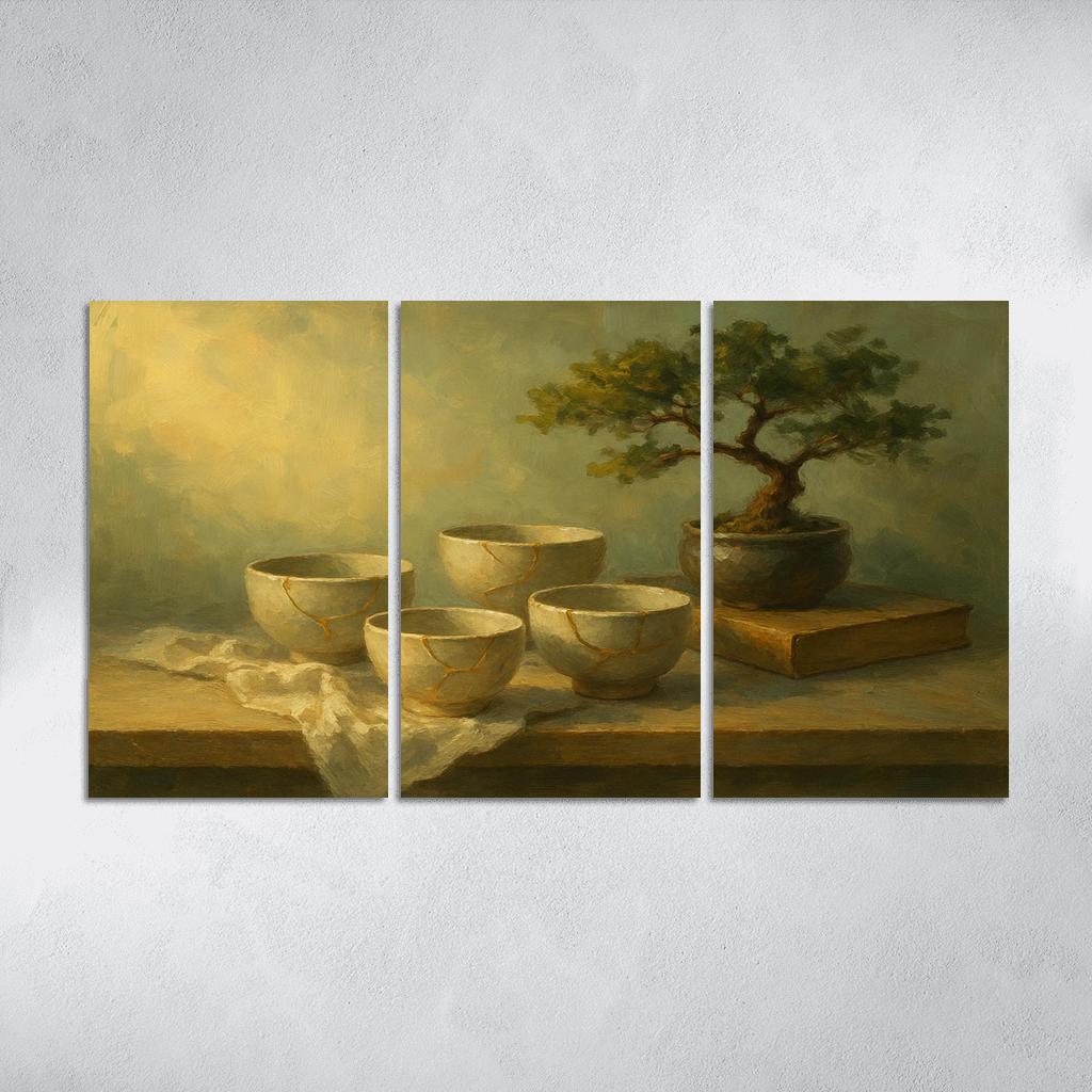 Kintsugi Tea Shelf Still Life framed paintings