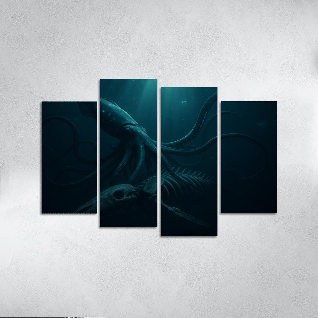 Bioluminescent Giant Squid Of The Midnight Trench premium artwork frames