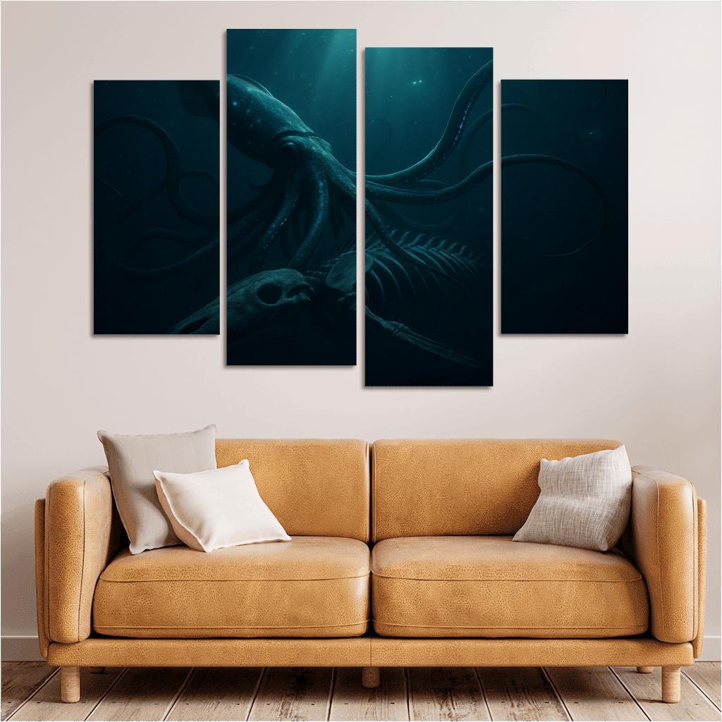 Bioluminescent Giant Squid Of The Midnight Trench premium artwork frames