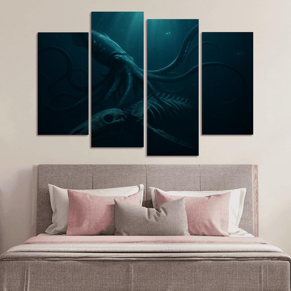 Bioluminescent Giant Squid Of The Midnight Trench premium artwork frames
