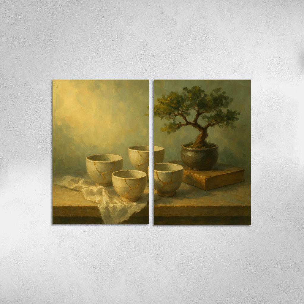Kintsugi Tea Shelf Still Life framed paintings