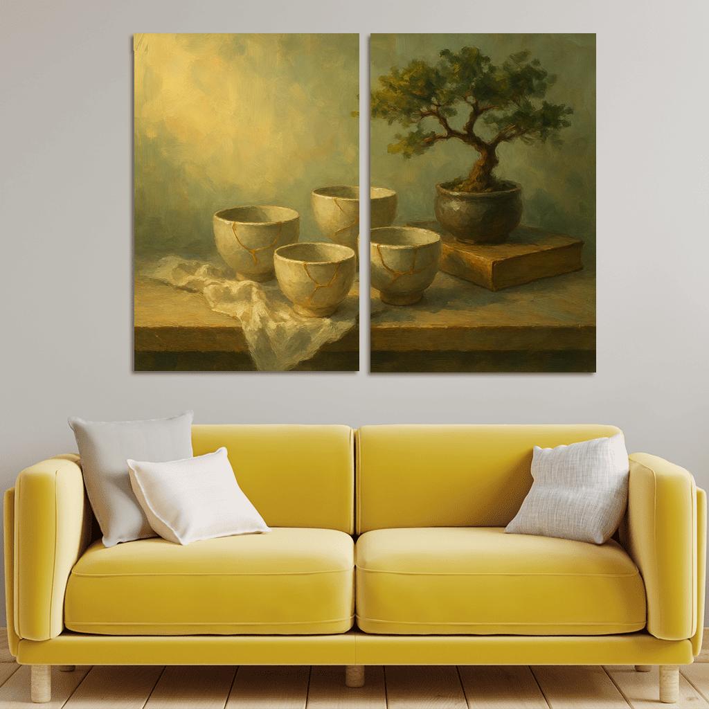 Kintsugi Tea Shelf Still Life framed paintings