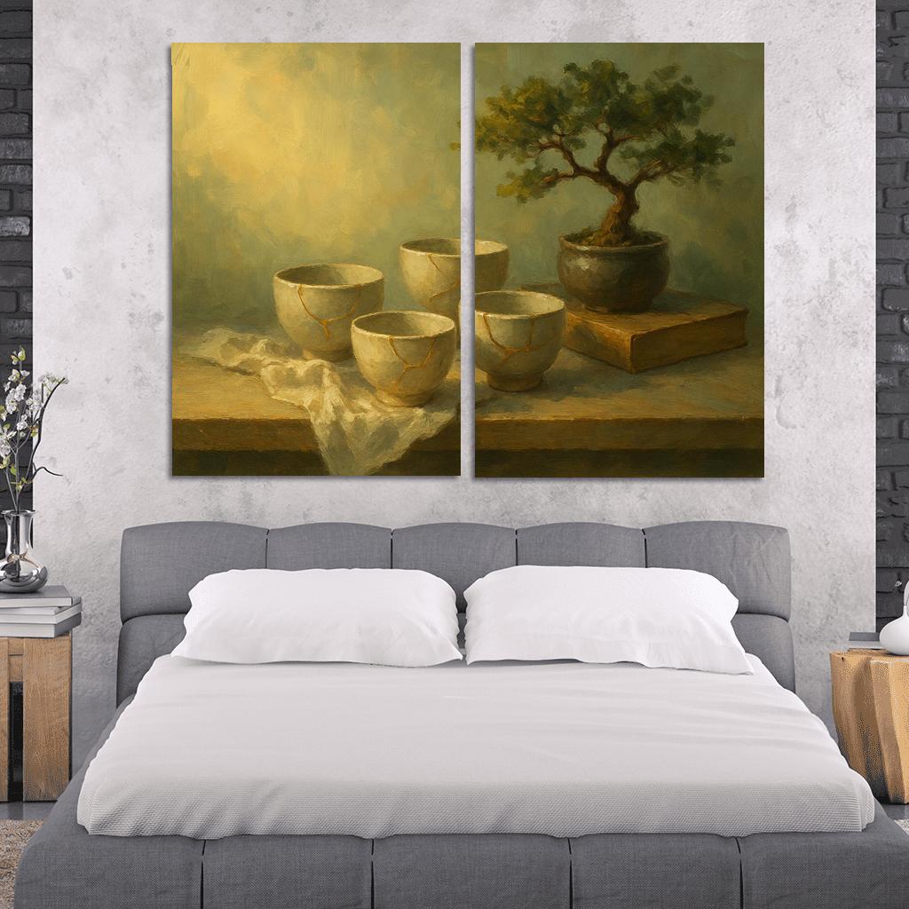 Kintsugi Tea Shelf Still Life framed paintings