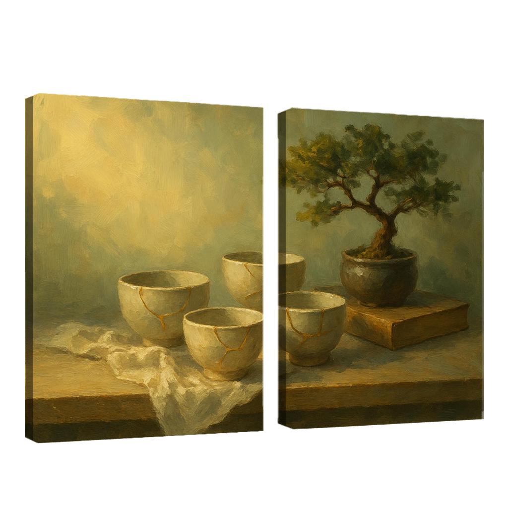 Kintsugi Tea Shelf Still Life framed paintings