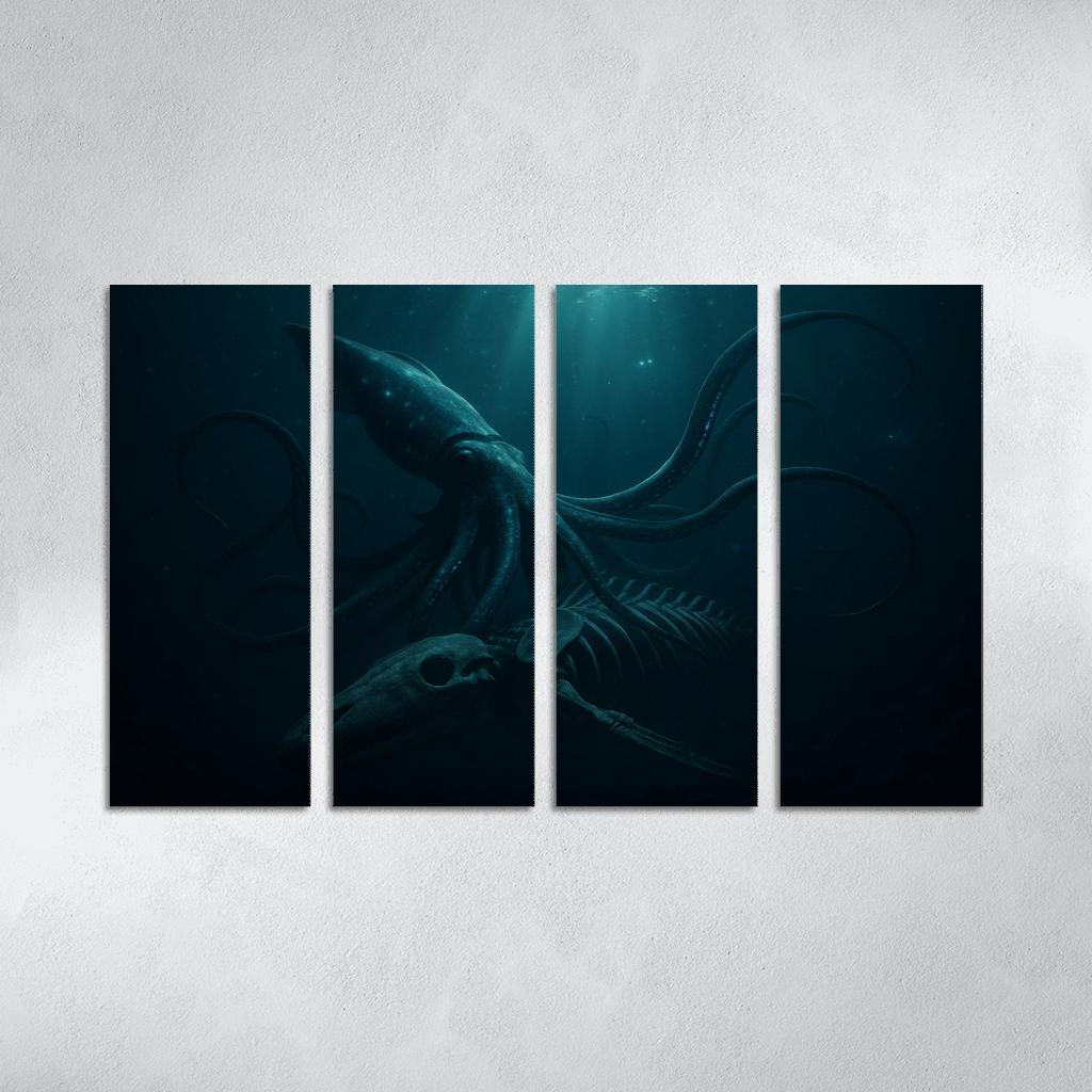 Bioluminescent Giant Squid Of The Midnight Trench premium artwork frames