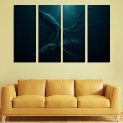 Bioluminescent Giant Squid Of The Midnight Trench premium artwork frames