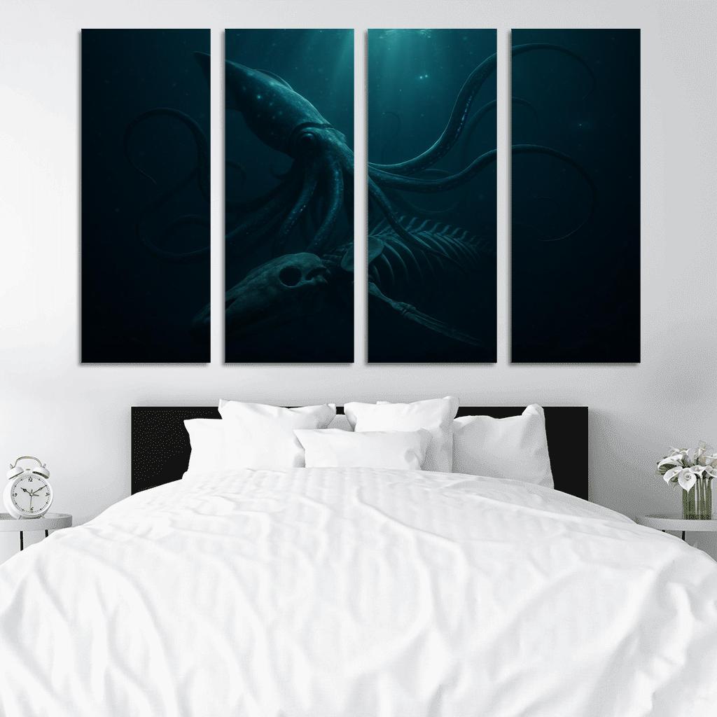 Bioluminescent Giant Squid Of The Midnight Trench premium artwork frames