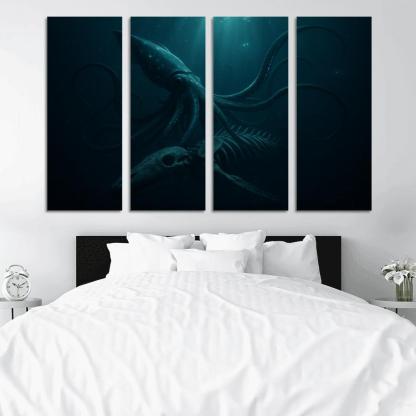Bioluminescent Giant Squid Of The Midnight Trench premium artwork frames