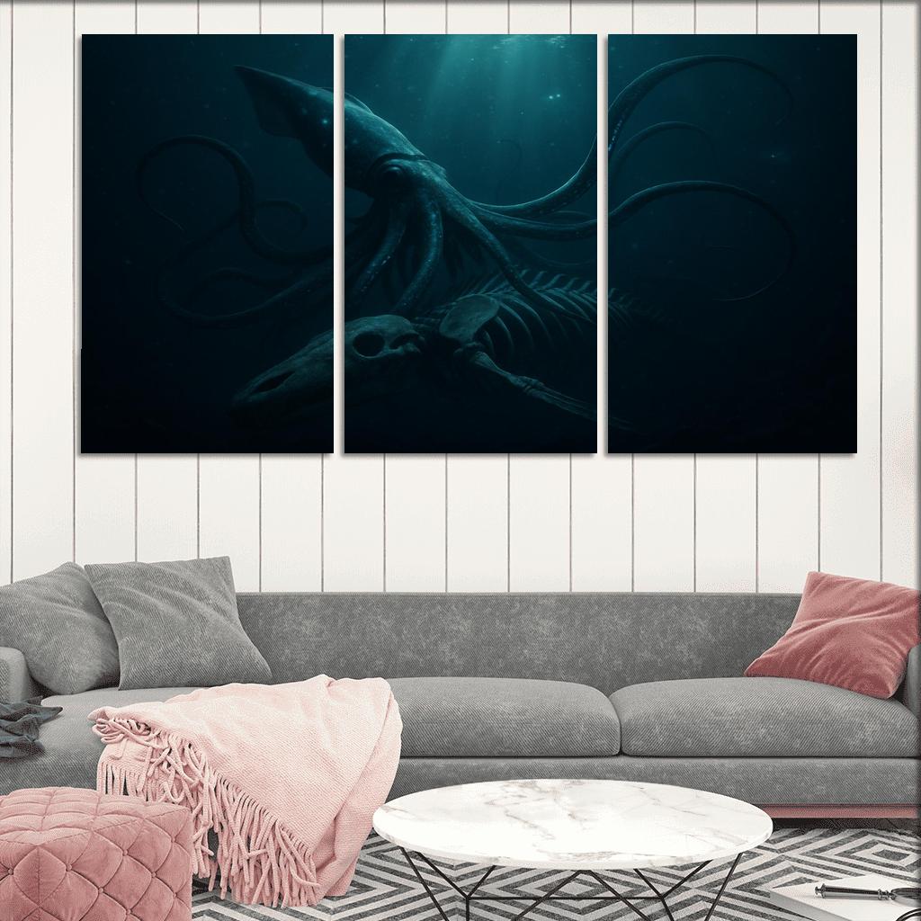 Bioluminescent Giant Squid Of The Midnight Trench premium artwork frames