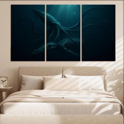 Bioluminescent Giant Squid Of The Midnight Trench premium artwork frames