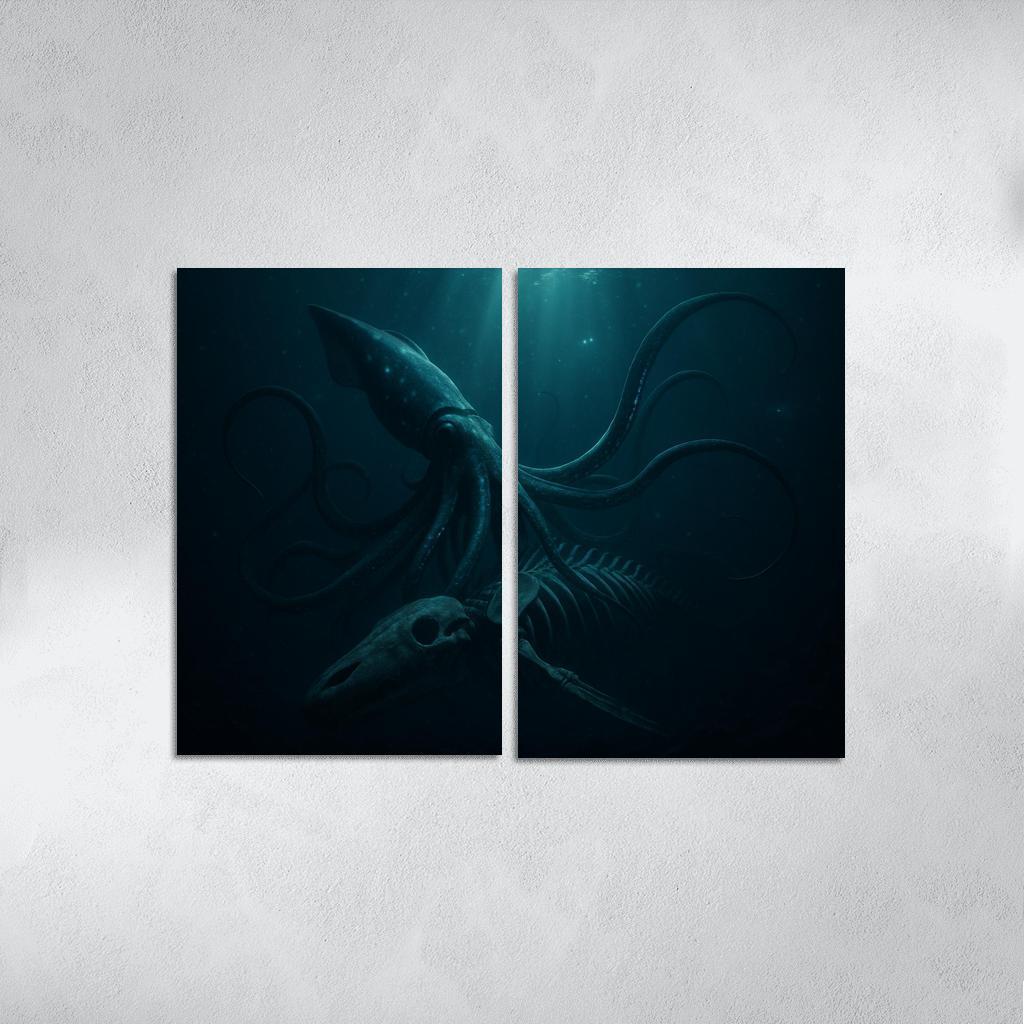 Bioluminescent Giant Squid Of The Midnight Trench premium artwork frames
