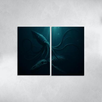 Bioluminescent Giant Squid Of The Midnight Trench premium artwork frames