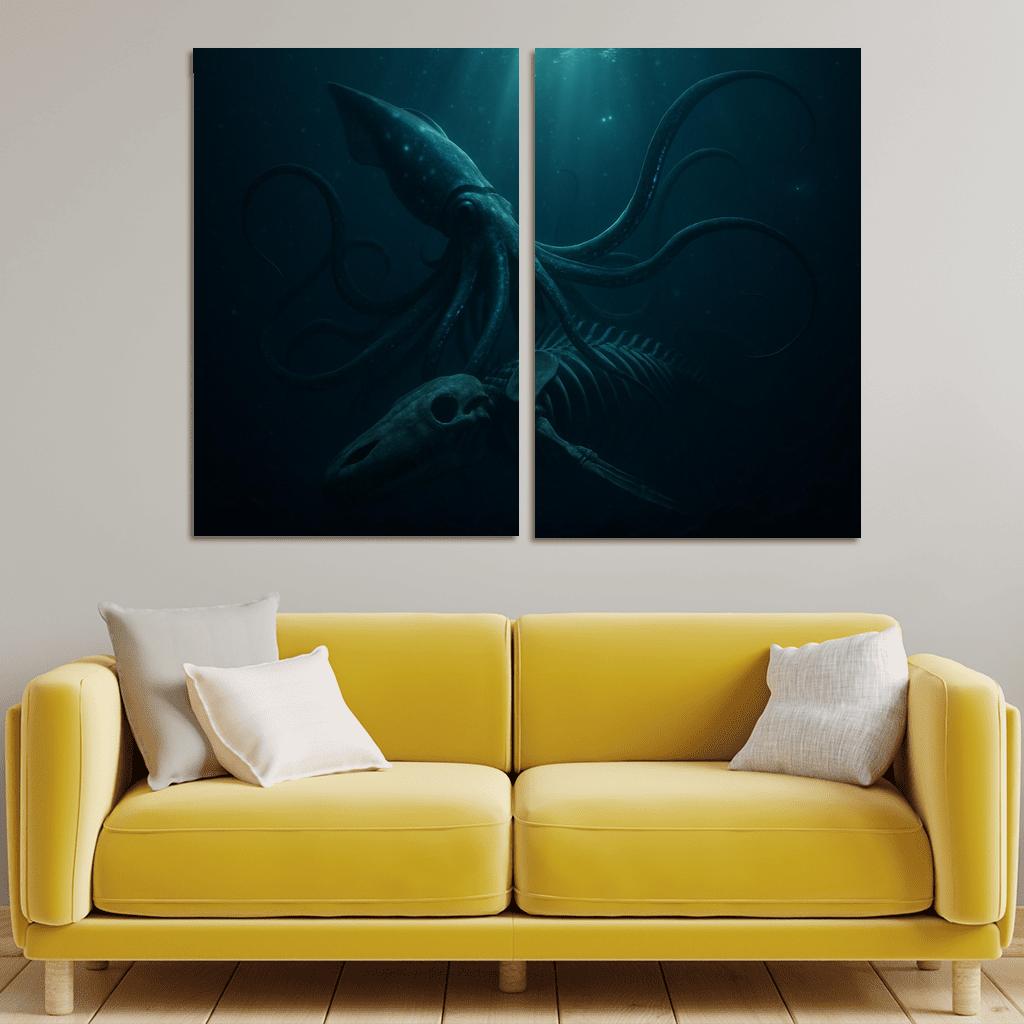 Bioluminescent Giant Squid Of The Midnight Trench premium artwork frames