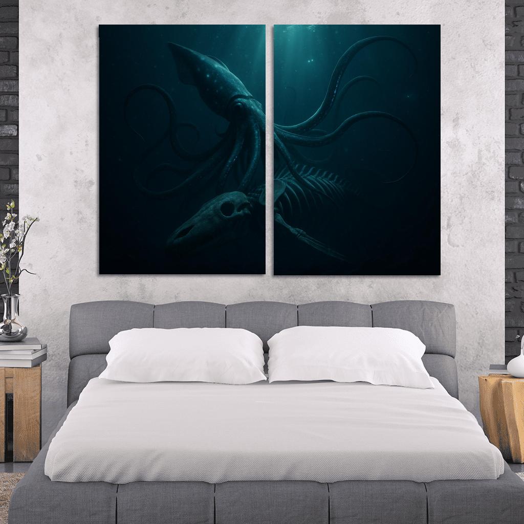 Bioluminescent Giant Squid Of The Midnight Trench premium artwork frames