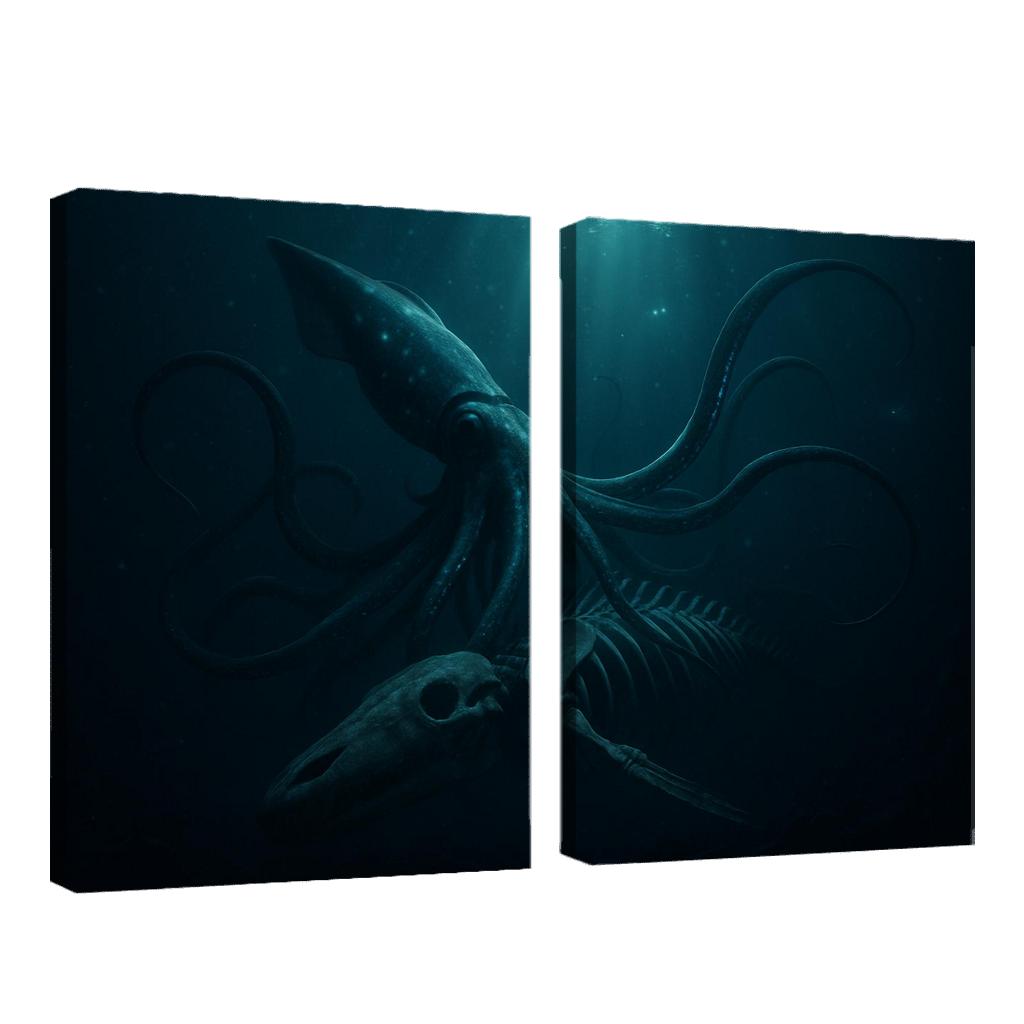 Bioluminescent Giant Squid Of The Midnight Trench premium artwork frames