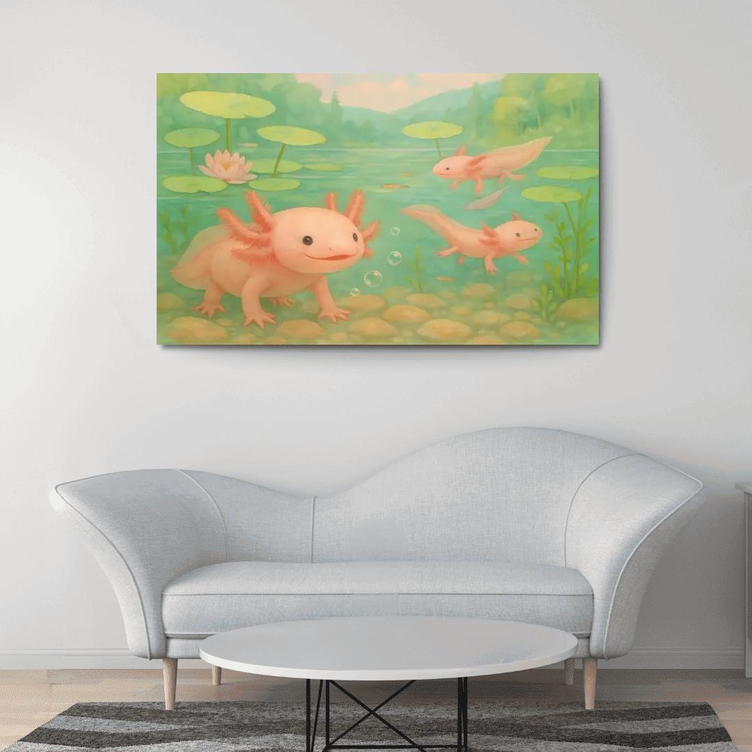 Axolotl Garden In A Crystal Spring wall decor