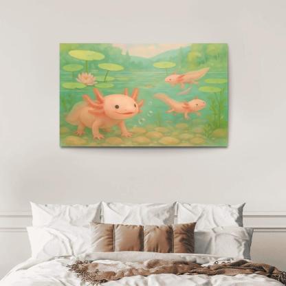 Axolotl Garden In A Crystal Spring wall decor