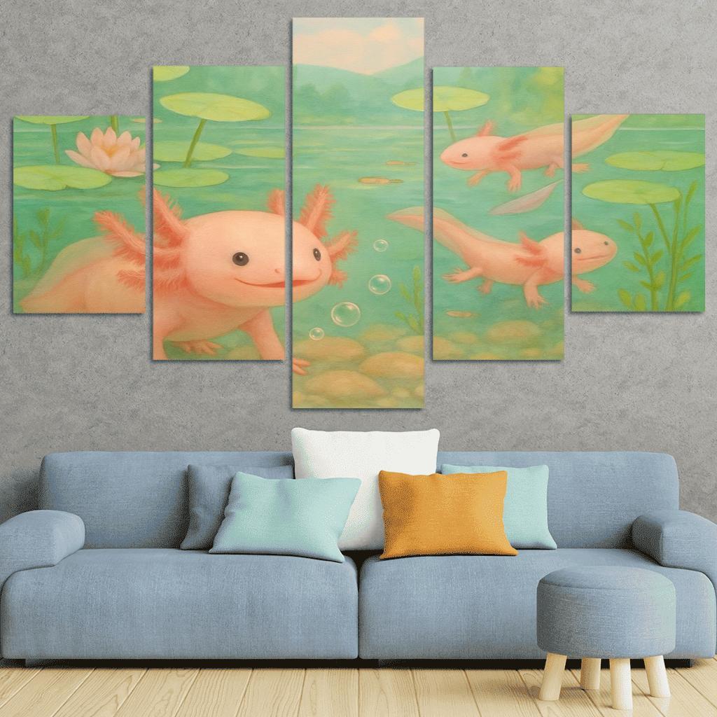 Axolotl Garden In A Crystal Spring wall decor
