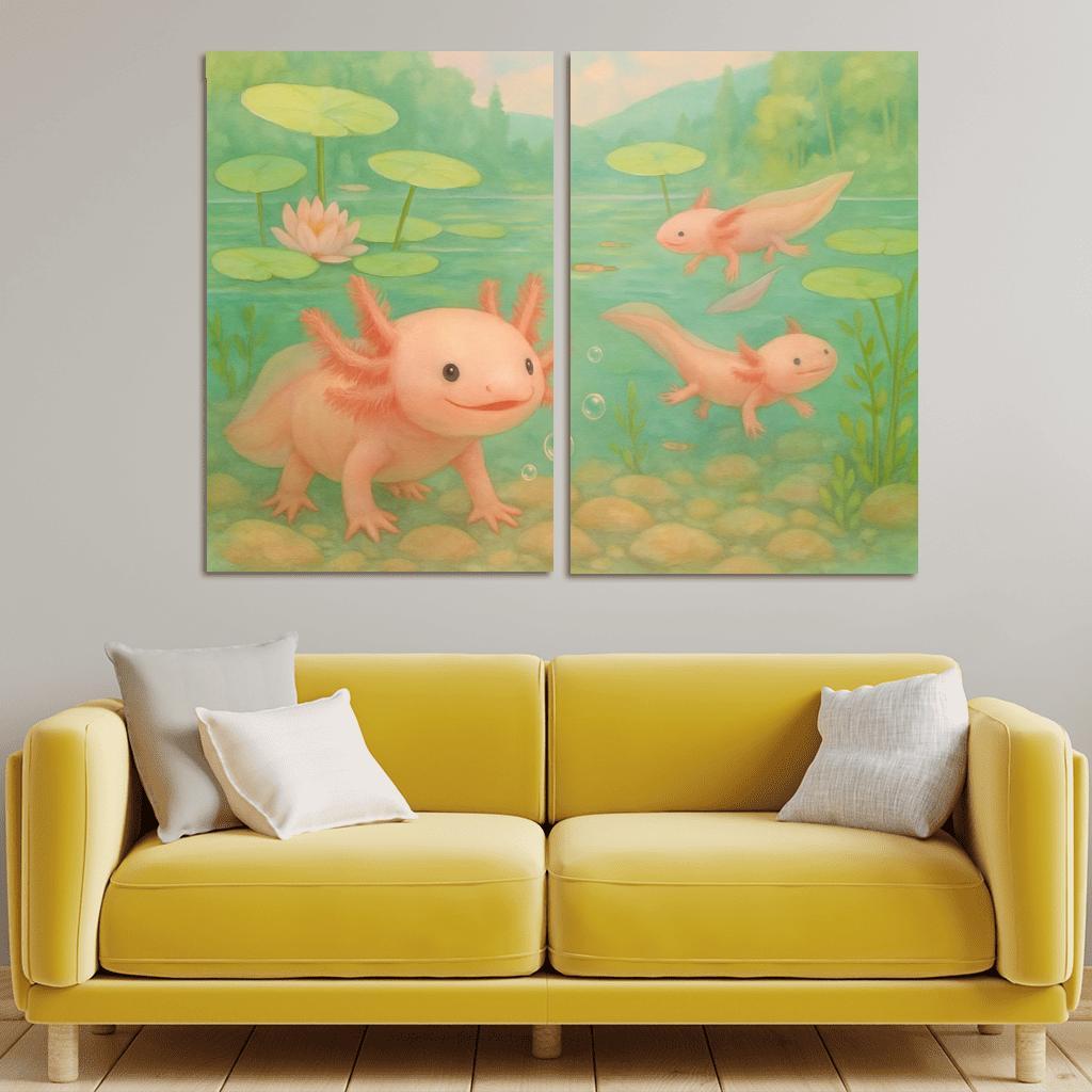 Axolotl Garden In A Crystal Spring wall decor