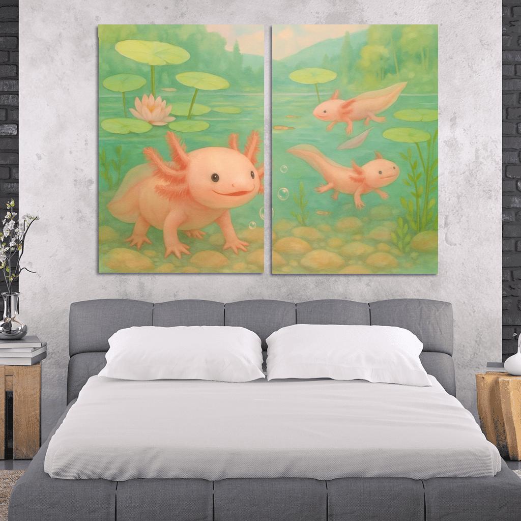 Axolotl Garden In A Crystal Spring wall decor