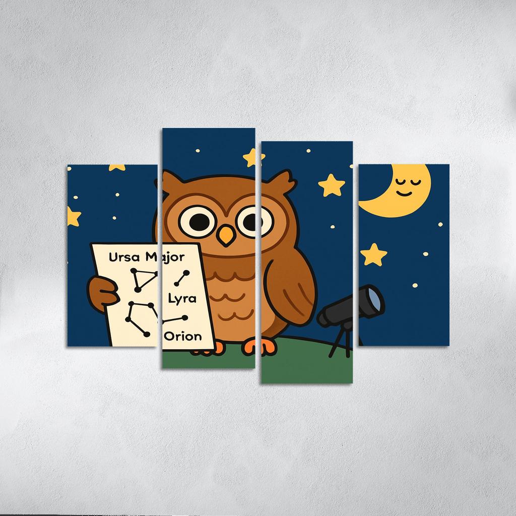 Stargazing Owl And Constellation Map abstract paintings frame