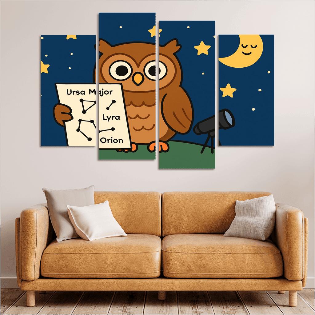 Stargazing Owl And Constellation Map abstract paintings frame