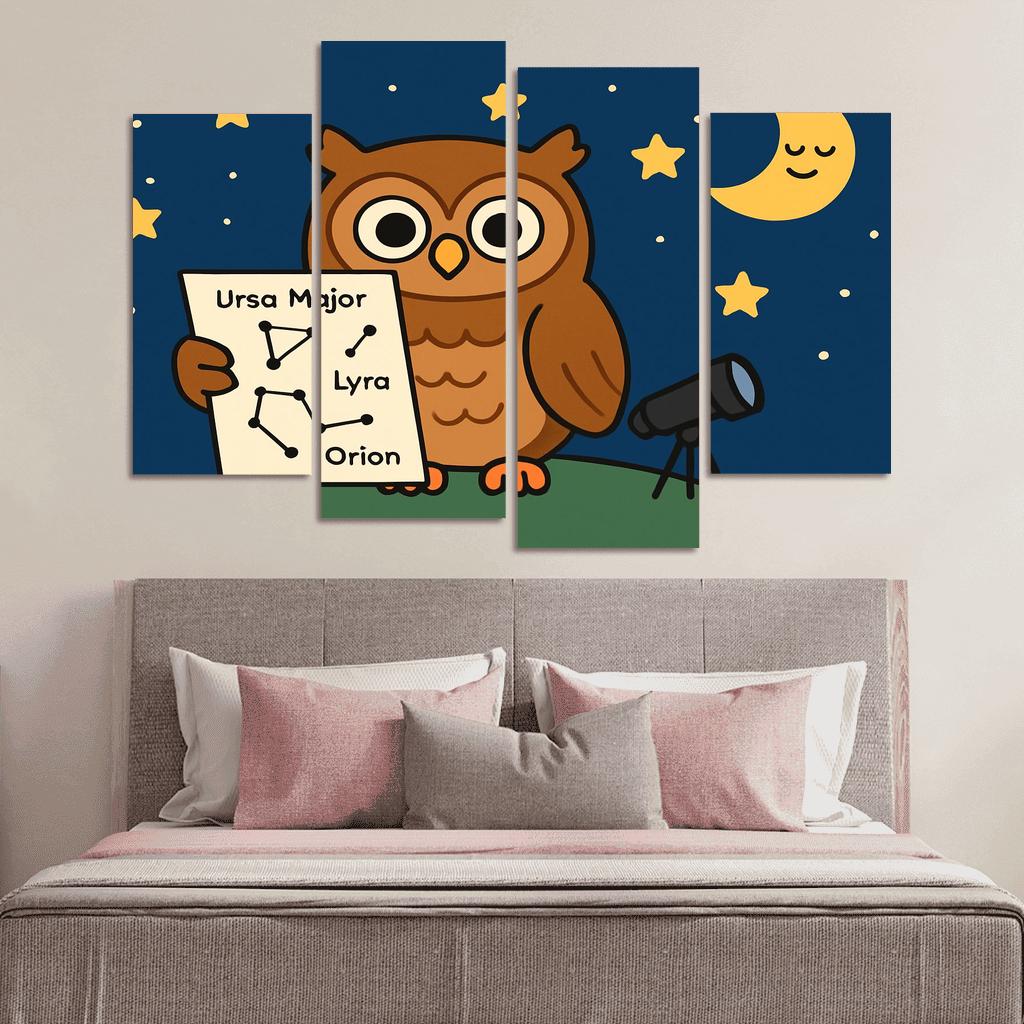 Stargazing Owl And Constellation Map abstract paintings frame