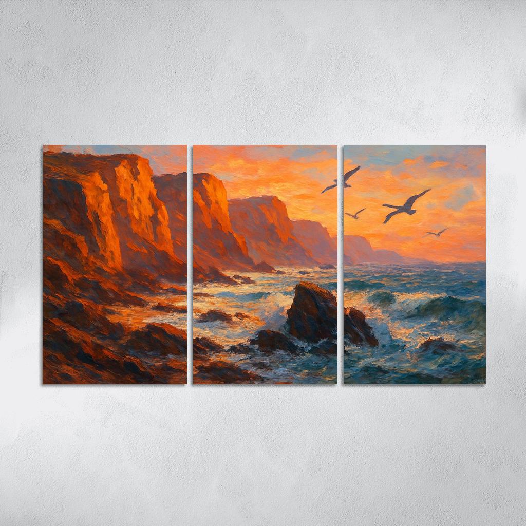 Sunrise Cliffs Adventure Coastline multi-panel paintings