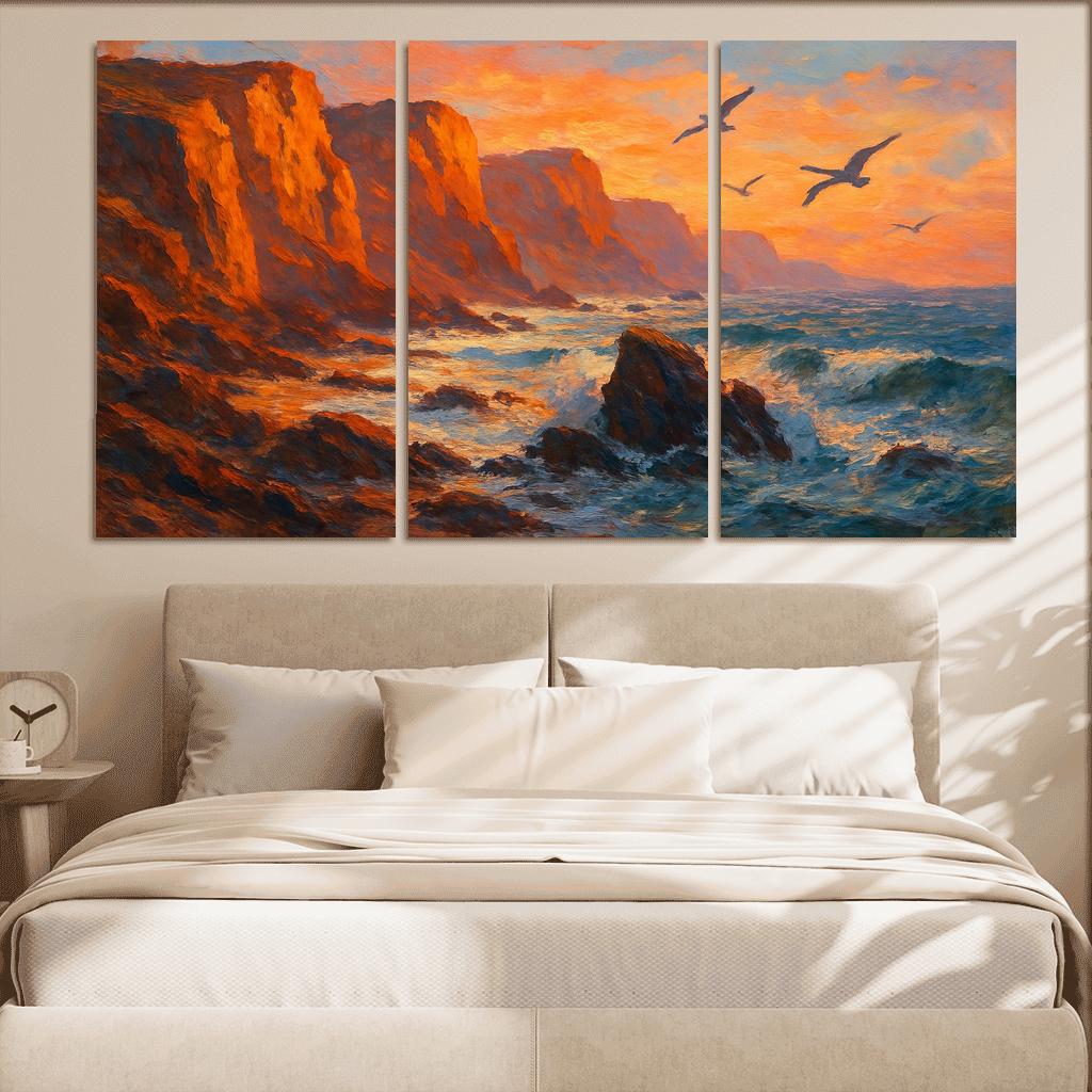 Sunrise Cliffs Adventure Coastline multi-panel paintings
