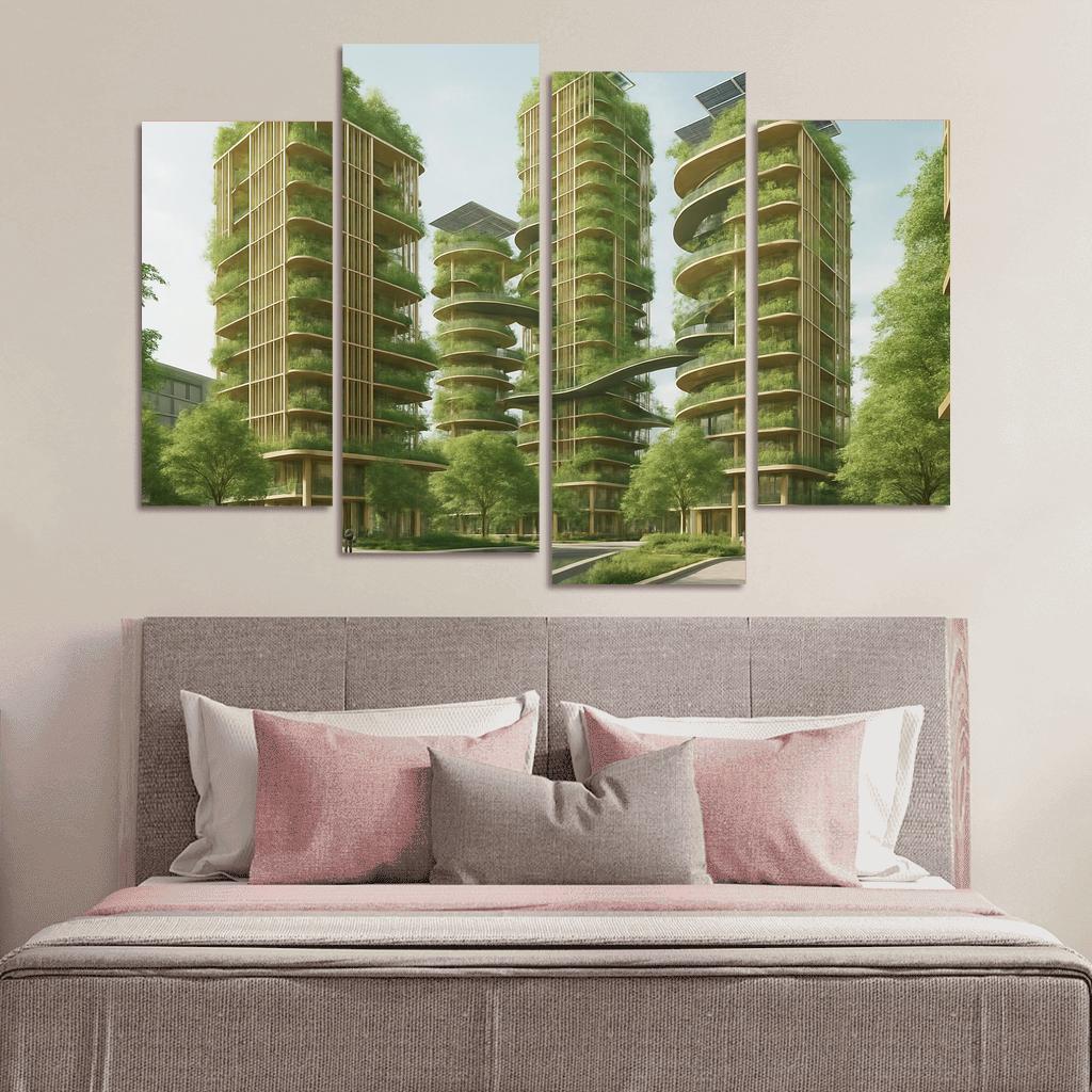 Lattice Biophilic Towers abstract paintings frame