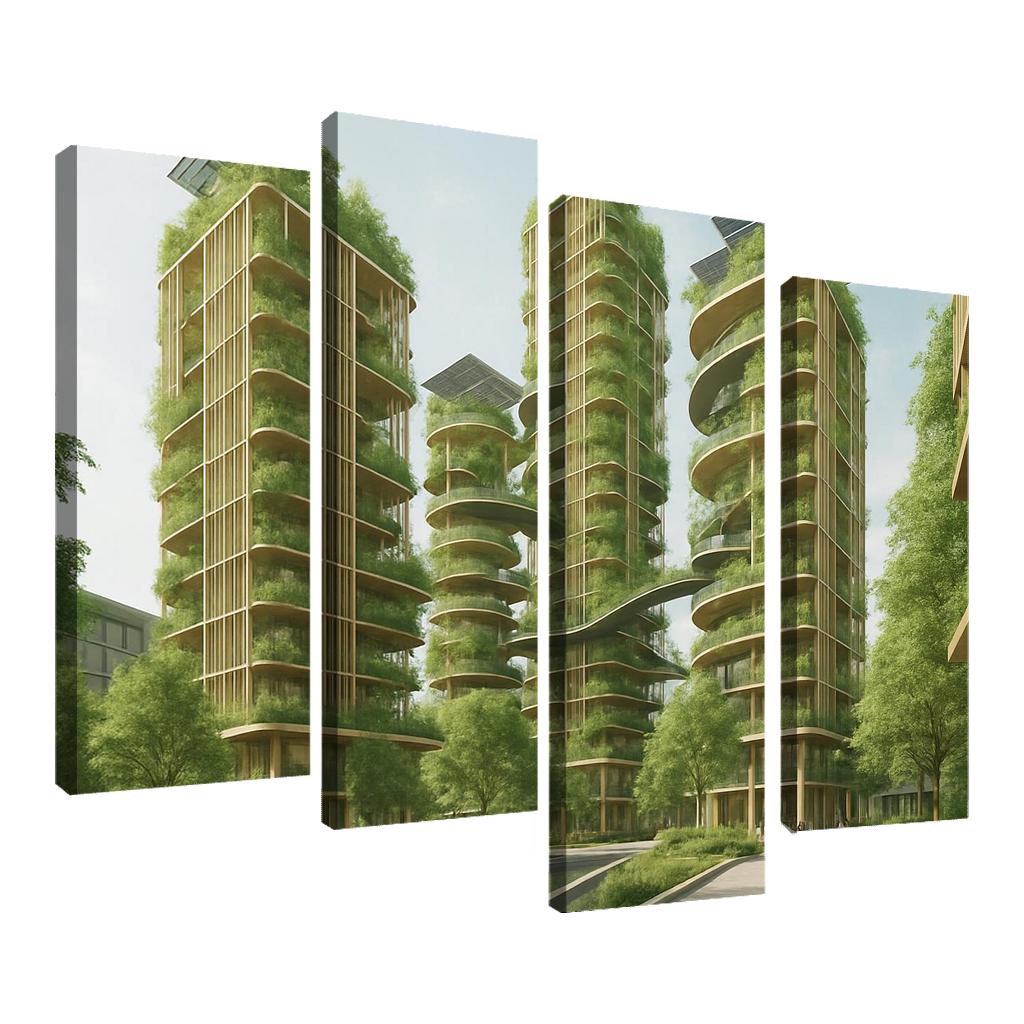 Lattice Biophilic Towers abstract paintings frame
